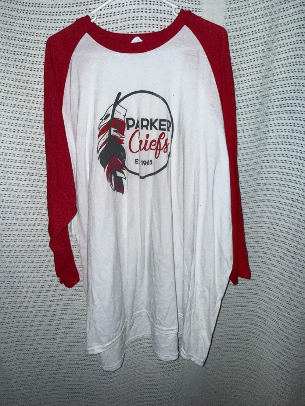 White & Red Raglan Baseball Tee